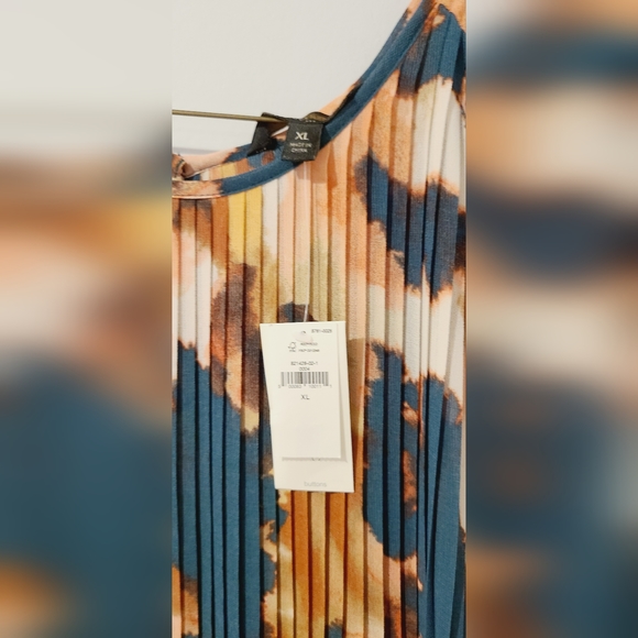 SOLD🌟NWT Banana Republic Factory Midi Pleated Tie Waist Dress XL Teal Luster - Picture 2 of 4